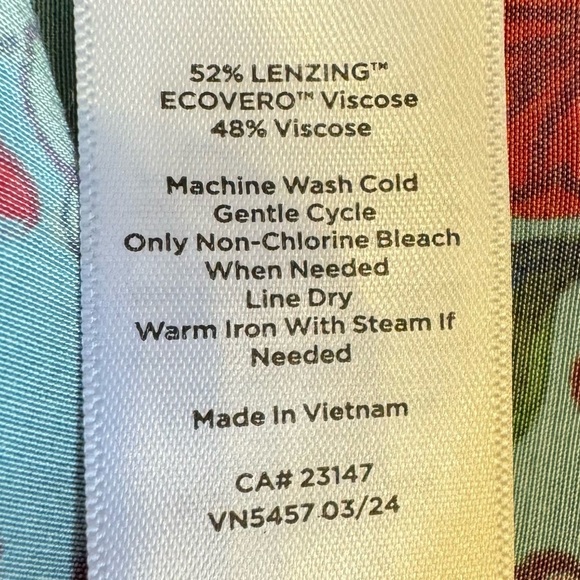 Talbots Satin Fit & Flare Blue Blooming Floral Side Tie Midi Dress Size 2P NEW - Picture 16 of 16